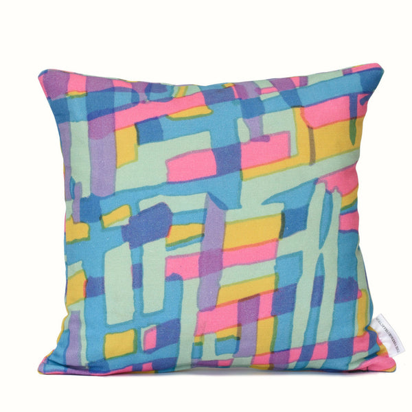 Pink & Blue Geo Cushion Cover