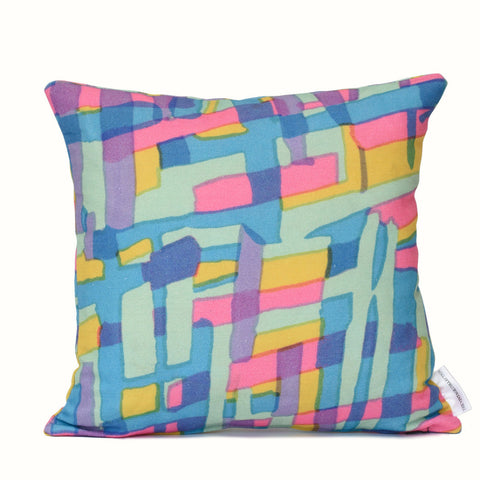 Pink & Blue Geo Cushion Cover